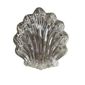 Vintage GORMAN Crystal Scallop Trinket Dish Clear Elegant 4x3.5x1"